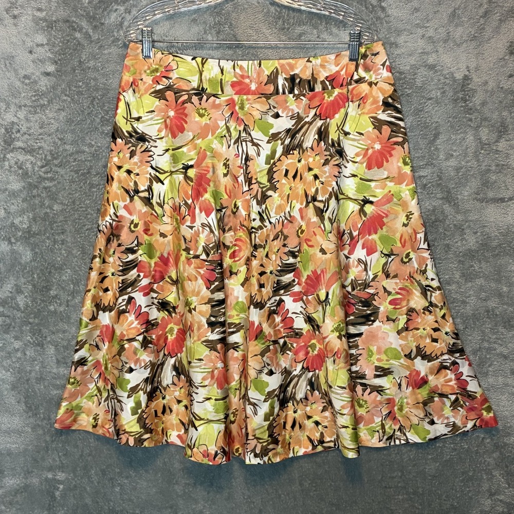 Pendleton Womens Floral Silk Cotton Skirt 10 Flared Colorful Botanical Artsy